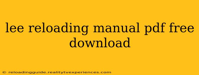 lee reloading manual pdf free download